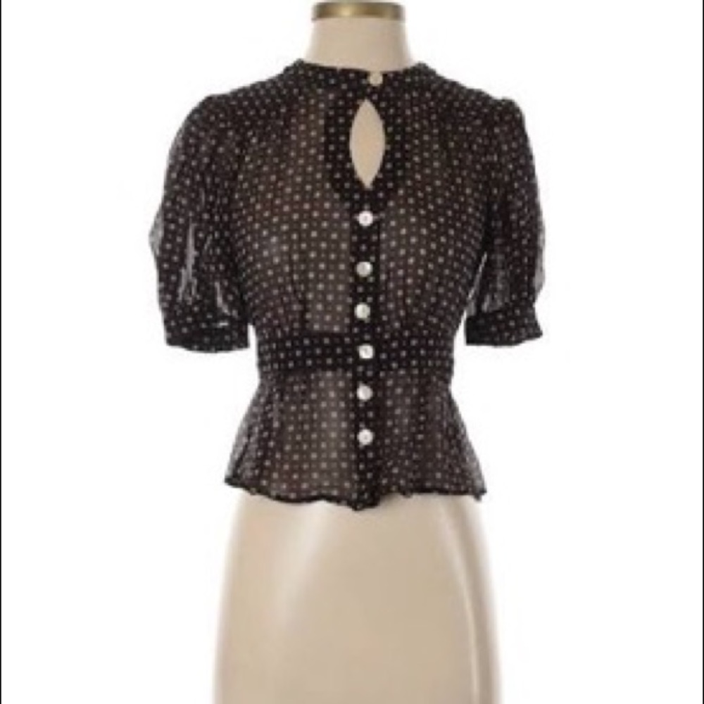 Nanette Lenore Short Sleeve Polka Dot Blouse